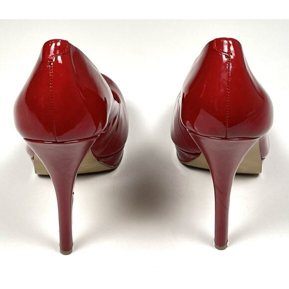 ARTURO CHIANG Womens US 8M Red Patent Leather Platform Round Toe 5" PUMPS Flaw - Picture 5 of 7